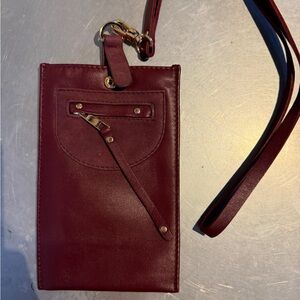 Burgundy Leather Crossbody Phone Bag